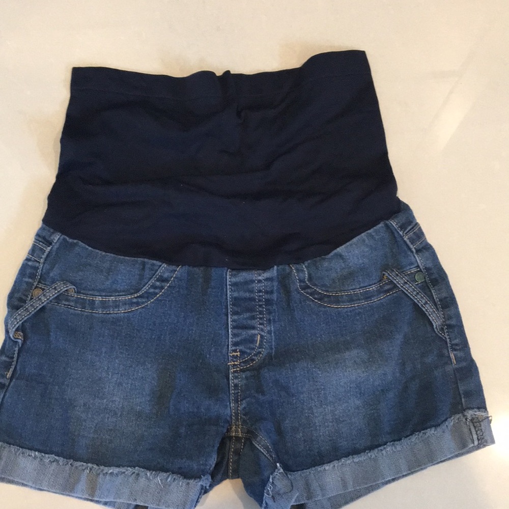 Denim maternity short